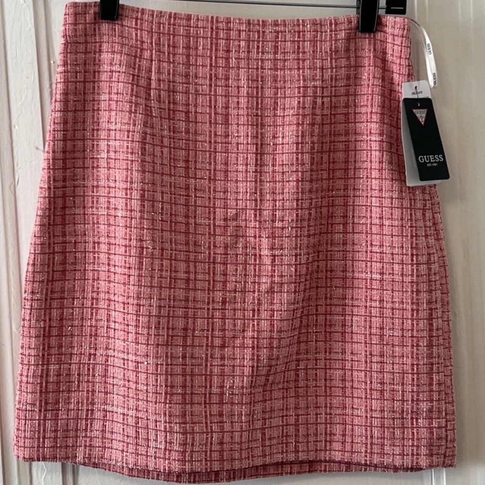 Gorgeous GUESS Women's Pink Mini Emma Tweed Skirt Brand New From Macys - Picture 5 of 17
